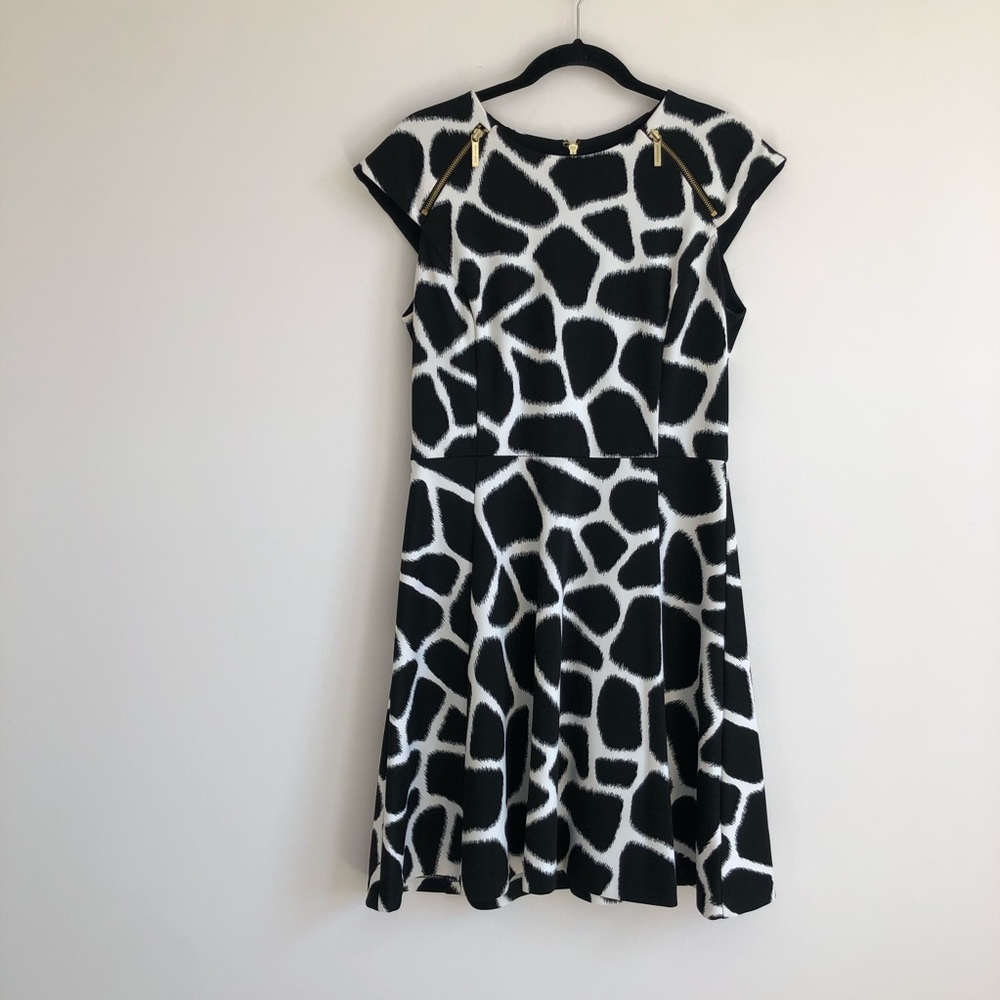 Michael Kors Zip-Trim Giraffe Ponte Dress